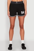 Womens 94 Graphic Denim Trim Shorts,
