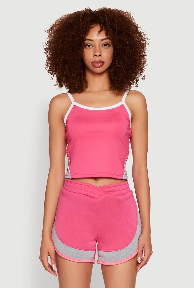 Womens Side Marled Detail Cropped Cami,