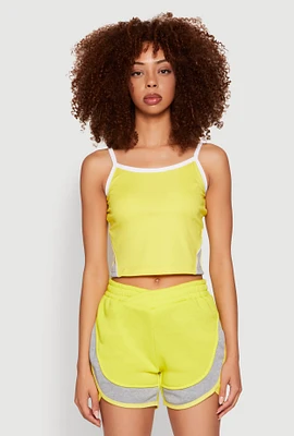 Womens Side Marled Detail Cropped Cami, Yellow, Size XL