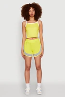 Womens Side Marled Detail Cropped Cami, Yellow, Size XL