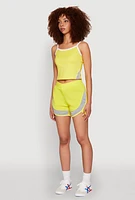 Womens Side Marled Detail Cropped Cami, Yellow, Size XL