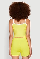 Womens Side Marled Detail Cropped Cami, Yellow, Size XL