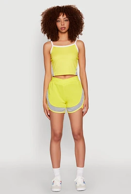 Womens Marled Detail Dolphin Shorts, Yellow, Size S