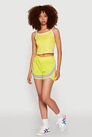 Womens Marled Detail Dolphin Shorts, Yellow, Size S