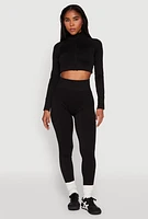Womens Seamless Mock Neck Zip Front Track Jacket, S-M