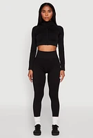 Womens Seamless Mock Neck Zip Front Track Jacket, S-M