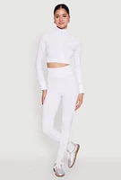 Womens Seamless Mock Neck Zip Front Track Jacket, White, Size L-XL