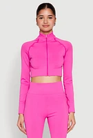 Womens Seamless Mock Neck Zip Front Track Jacket,