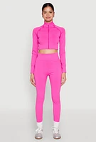 Womens Seamless Mock Neck Zip Front Track Jacket,