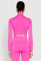 Womens Seamless Mock Neck Zip Front Track Jacket,