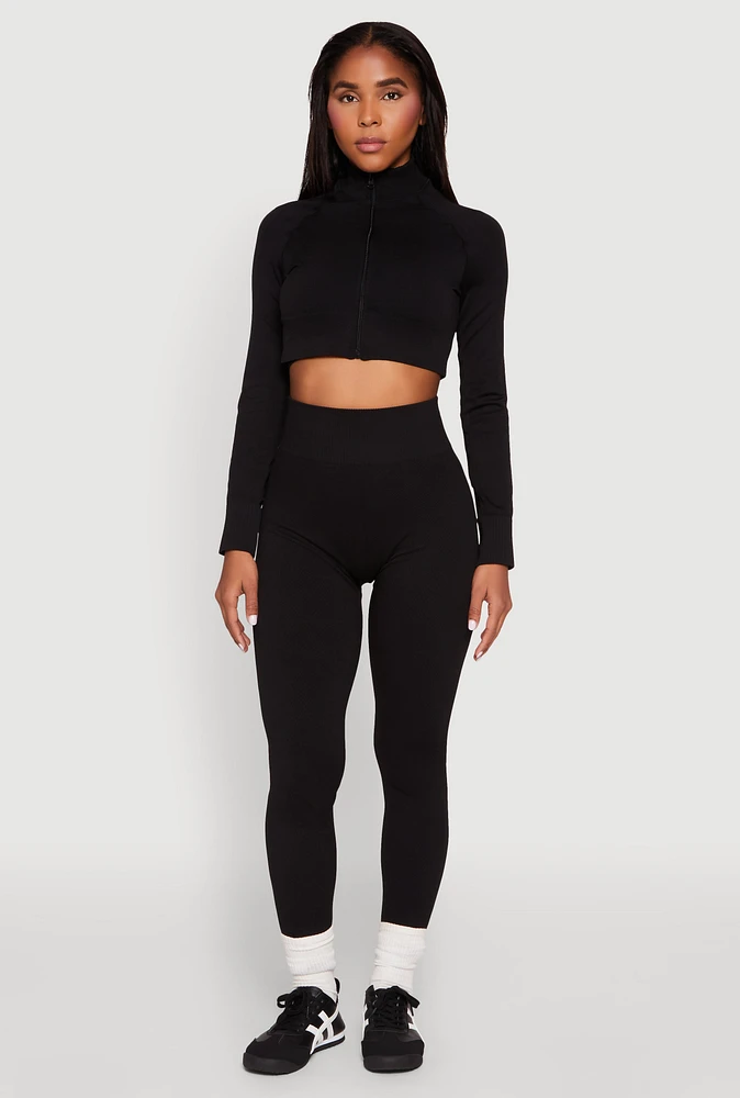Womens High Waist Seamless Leggings, S-M