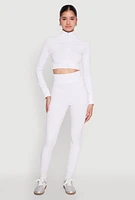 Womens High Waist Seamless Leggings, White, Size S-M