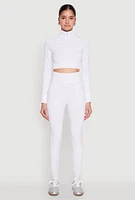 Womens High Waist Seamless Leggings, White, Size S-M