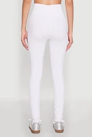 Womens High Waist Seamless Leggings, White, Size S-M