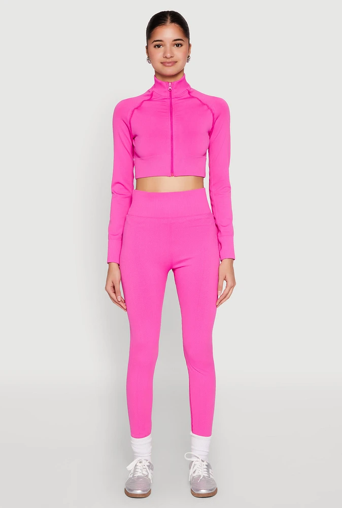 Womens High Waist Seamless Leggings, Pink, Size S-M