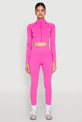 Womens High Waist Seamless Leggings, Pink, Size S-M