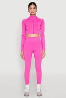 Womens High Waist Seamless Leggings, Pink, Size S-M