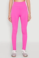 Womens High Waist Seamless Leggings, Pink, Size S-M
