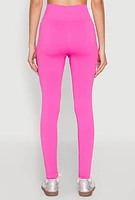 Womens High Waist Seamless Leggings, Pink, Size S-M