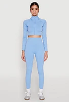 Womens High Waist Seamless Leggings, Blue, Size S-M