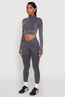 Womens Seamless Mineral Wash Crop Track Jacket, Grey, Size L
