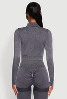 Womens Seamless Mineral Wash Crop Track Jacket, Grey, Size L