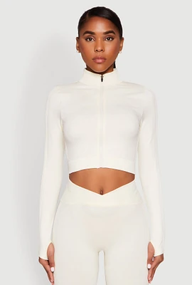 Womens Seamless Mineral Wash Crop Track Jacket,