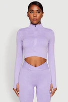 Womens Seamless Mineral Wash Crop Track Jacket, Purple,