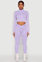 Womens Seamless Mineral Wash Crop Track Jacket, Purple,