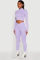 Womens Seamless Mineral Wash Crop Track Jacket, Purple,