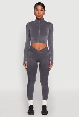 Womens Seamless Mineral Wash Ruched High Waisted Leggings, M