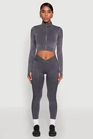 Womens Seamless Mineral Wash Ruched High Waisted Leggings, M