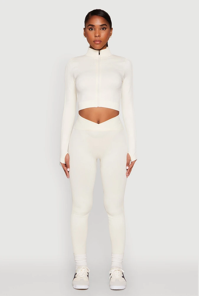 Womens Seamless Mineral Wash Ruched High Waisted Leggings, White, Size L