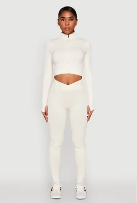 Womens Seamless Mineral Wash Ruched High Waisted Leggings, White, Size L