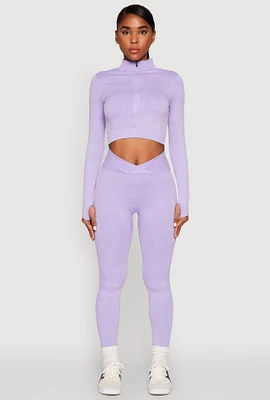 Womens Seamless Mineral Wash Ruched High Waisted Leggings, Purple, Size XL
