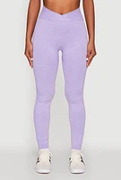 Womens Seamless Mineral Wash Ruched High Waisted Leggings, Purple, Size XL
