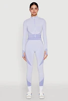 Womens Striped Detail Two Tone Leggings,