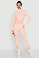 Womens Striped Detail Two Tone Leggings,