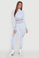 Womens Striped Detail Two Tone Leggings,