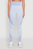 Womens Striped Detail Two Tone Leggings,