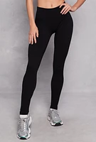 Womens Seamless Fleece Ribbed Knit Leggings, L-XL