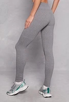 Womens Seamless Fleece Ribbed Knit Leggings, Grey, Size L-XL