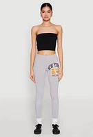 Womens New York Since 1995 Bear Graphic Leggings, Grey, Size XL