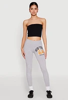 Womens New York Since 1995 Bear Graphic Leggings, Grey, Size XL