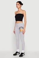 Womens New York Since 1995 Bear Graphic Leggings, Grey, Size M