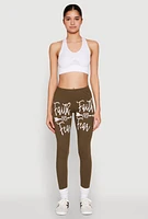 Womens Faith Over Fear Leggings, Green, Size XL