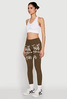 Womens Faith Over Fear Leggings, Green, Size XL