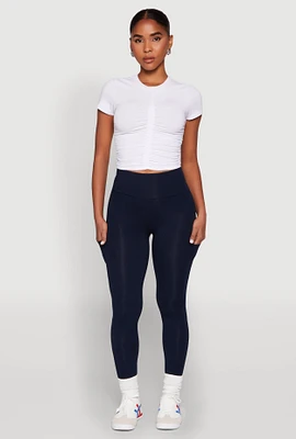 Womens High Waist Cropped Pocket Leggings,