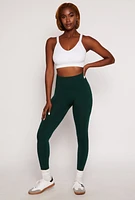 Womens Fleece Lined High Waist Leggings, Green, Size L