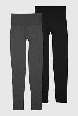 Womens High Waist Leggings 2 Pack, Multi, Size S-M